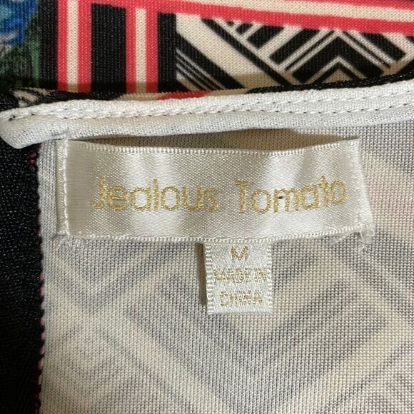 Jealous Tomato Mixed Print Short Sleeve Bodycon Dress Size Medium - Picture 10 of 12